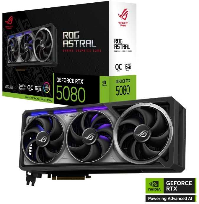 Asus ROG Astral GeForce RTX 5080 OC 16GB vaizdo plokštė