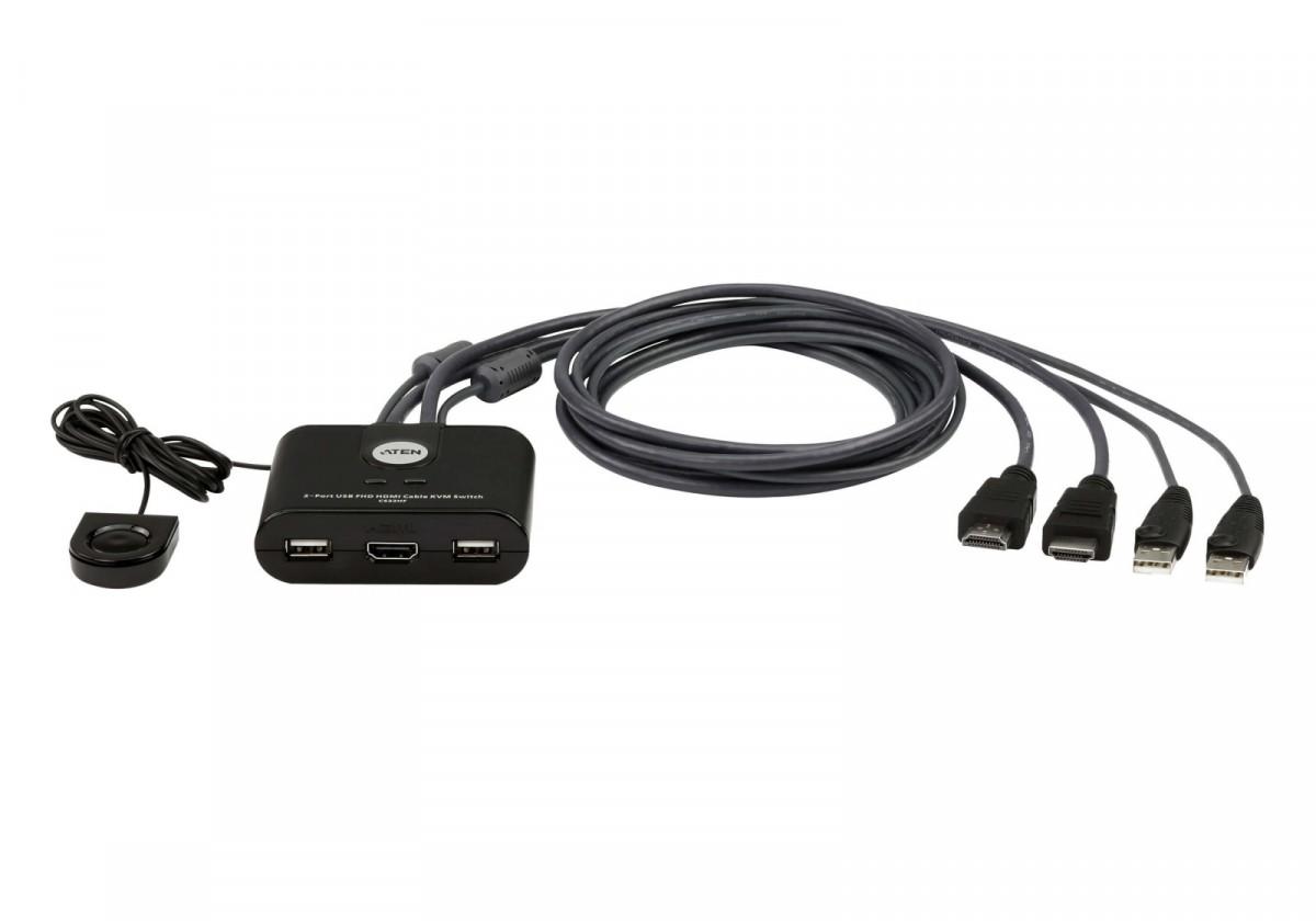 Aten | 2 prievadų USB FHD HDMI kabelis KVM jungiklis | CS22HF