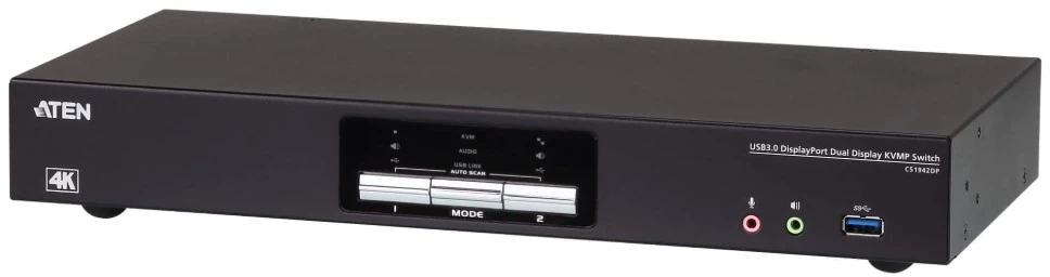 Aten 2 prievadų USB 3.0 8k DP dviejų ekranų KVMP jungiklis