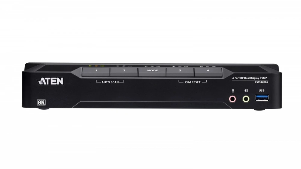 Przełącznik Aten *4-Port USB 3.0 8K DP Dual Ekranas KVMP Switch