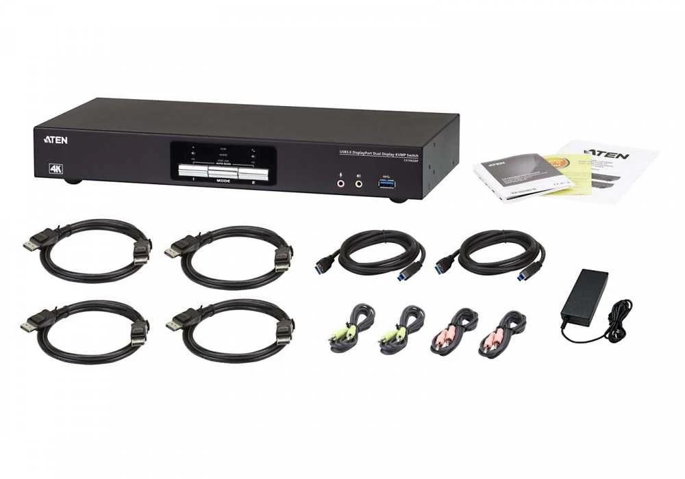 Aten | 2 prievadų USB 3.0 4K DisplayPort dviejų ekranų KVMP jungiklis | CS1942DP