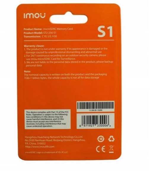 Atminties kortelė Karta pamięci 256 gb imou microsd