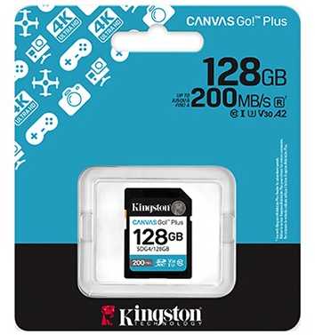 Atminties kortelė Karta pamięci kingston canvas go plus sdg4/128gb (128gb; class u3, v30; karta pamięci)