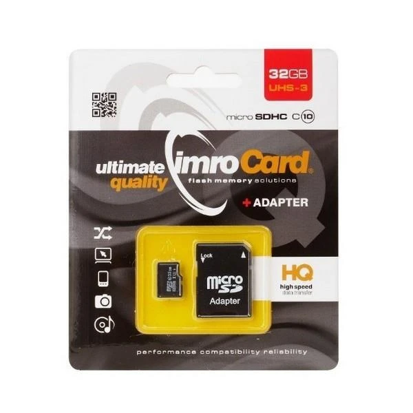 Imro atminties kortelė 32GB Micro SDHC cl. 10 UHS-3 + adapteris