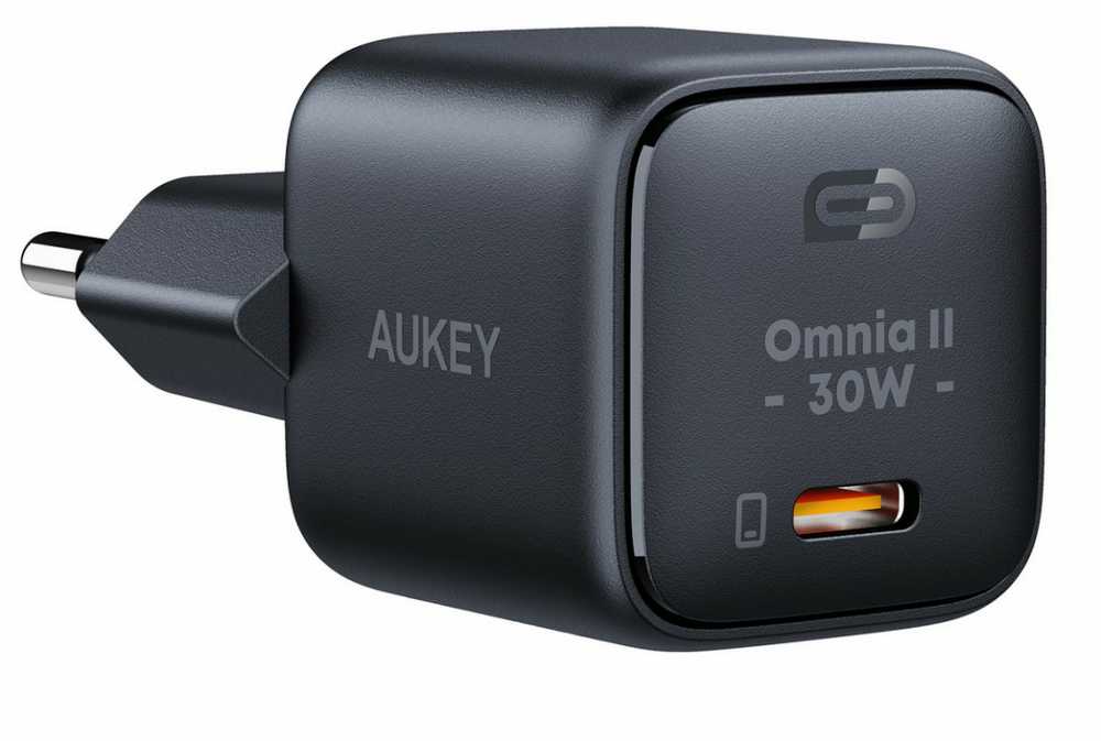 Sieninis įkroviklis Aukey PA-B1L.USB-C, 30W (juodas)