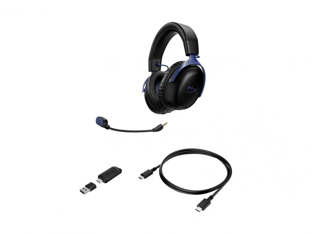 Ausinės HyperX Cloud III S - belaidis komplektas słuchawkowy do gier (juoda/mėlyna) (DF7E9AA)