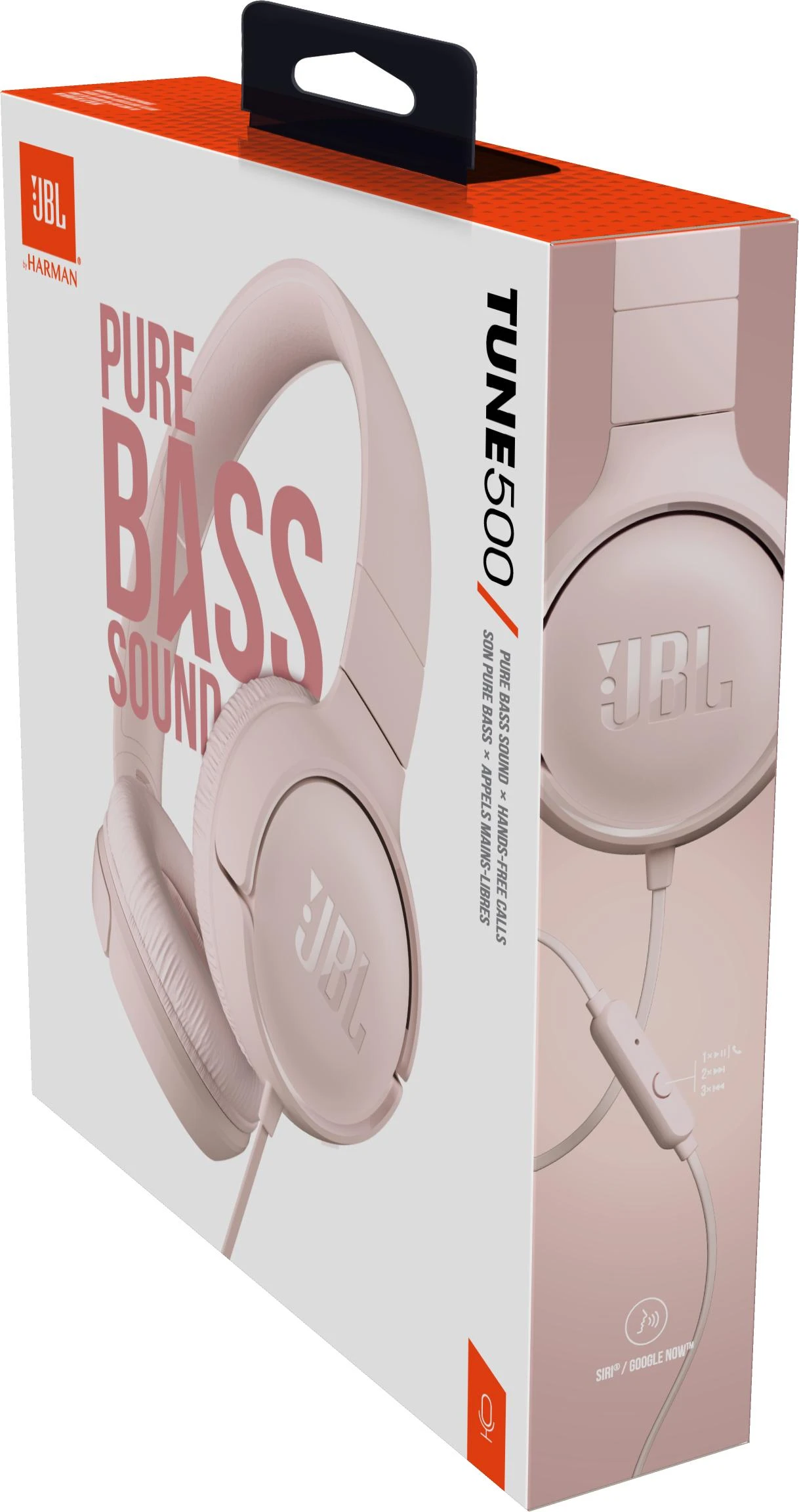 Lengvos ir patogios Ausinės JBL Tune 500 Pure Bass sound su mikrofonu rožinės