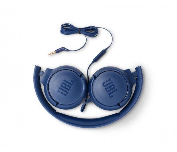 Lengvos ir patogios Ausinės JBL Tune 500 Pure Bass sound su mikrofonu mėlynos