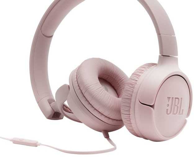 Lengvos ir patogios Ausinės JBL Tune 500 Pure Bass sound su mikrofonu rožinės