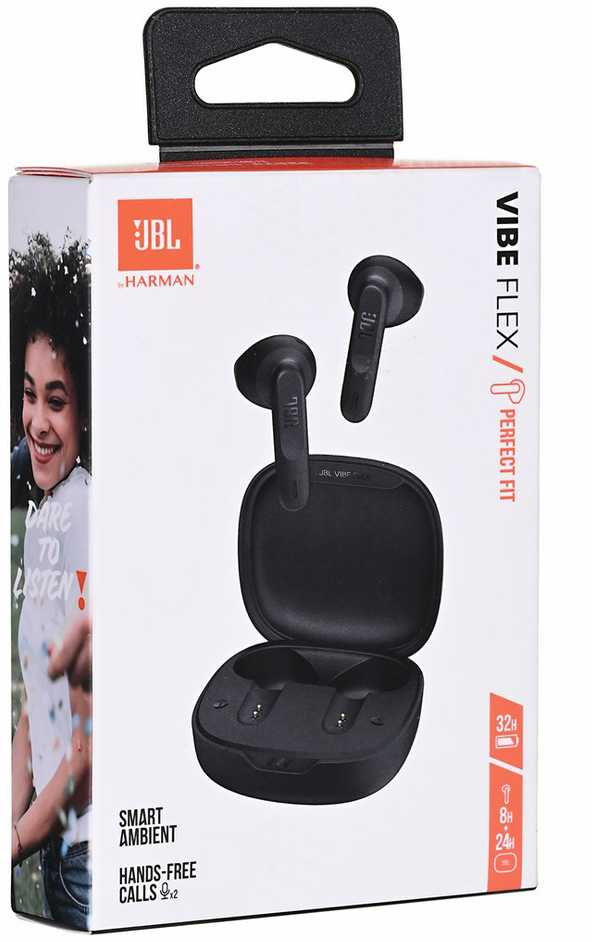 JBL Vibe Flex TWS belaidės ausinės, Juodos