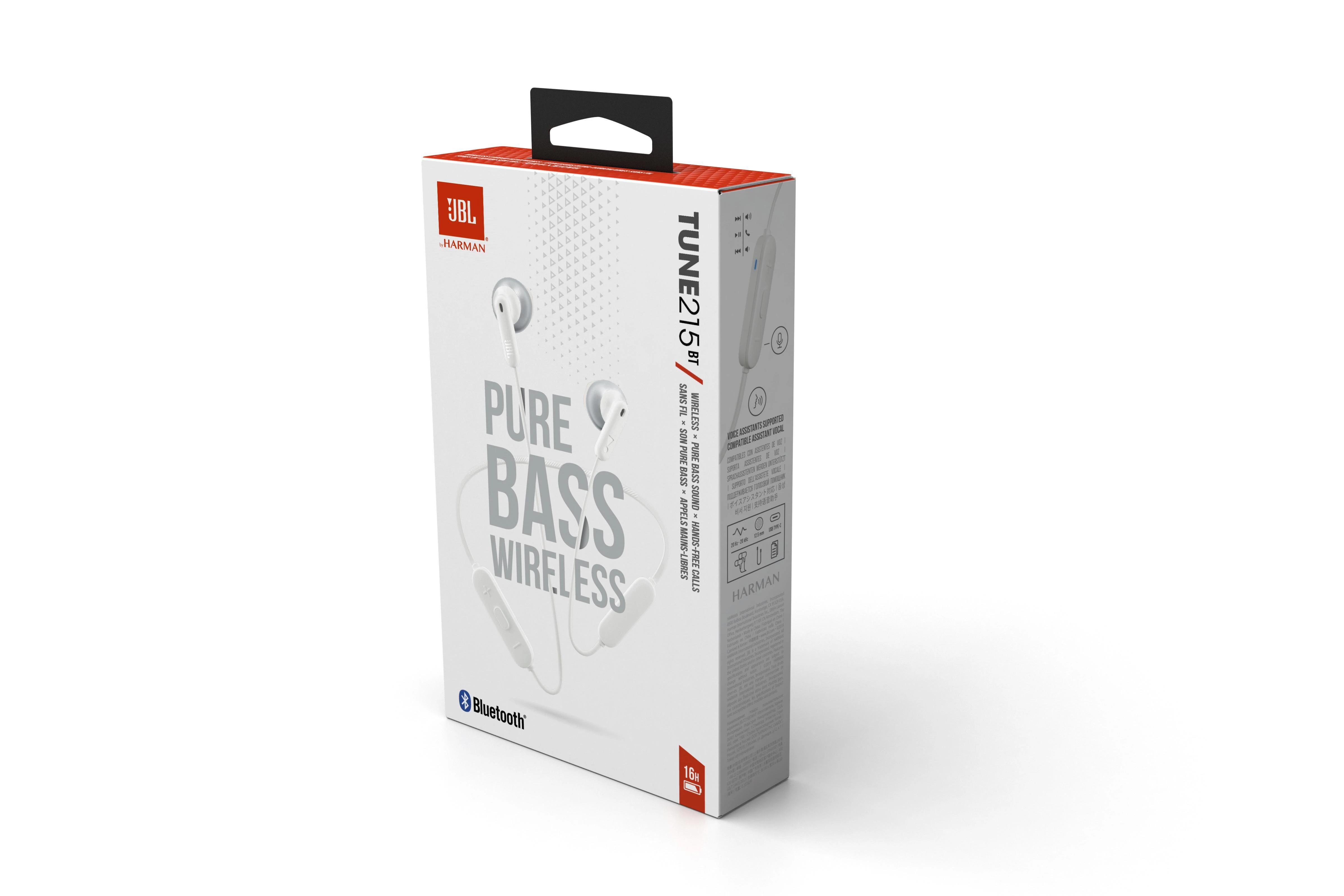 Belaidės ausinės JBL Tune 215BT, Baltos