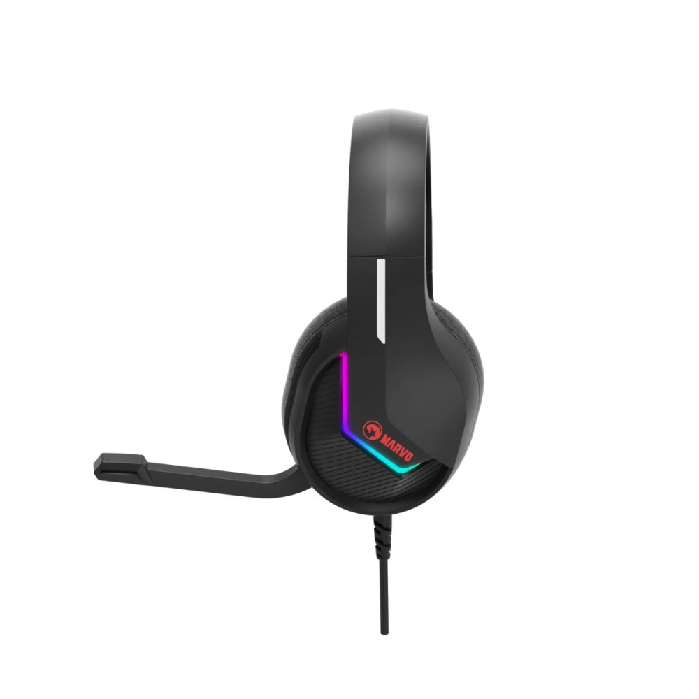 MARVO H8618 BK Tactic 40 RGB Laidinės žaidimų ausinės | USB | Juodos