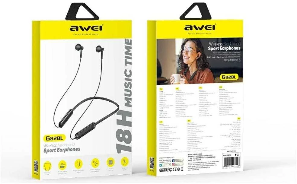 Sports ausinės AWEI G82BL Bluetooth juodos spalvos