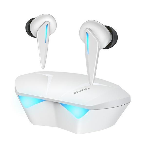 Caso AWEI Bluetooth 5.0 T23 TWS ausinės + įkrovimo stotelė žaidimams, baltos spalvos