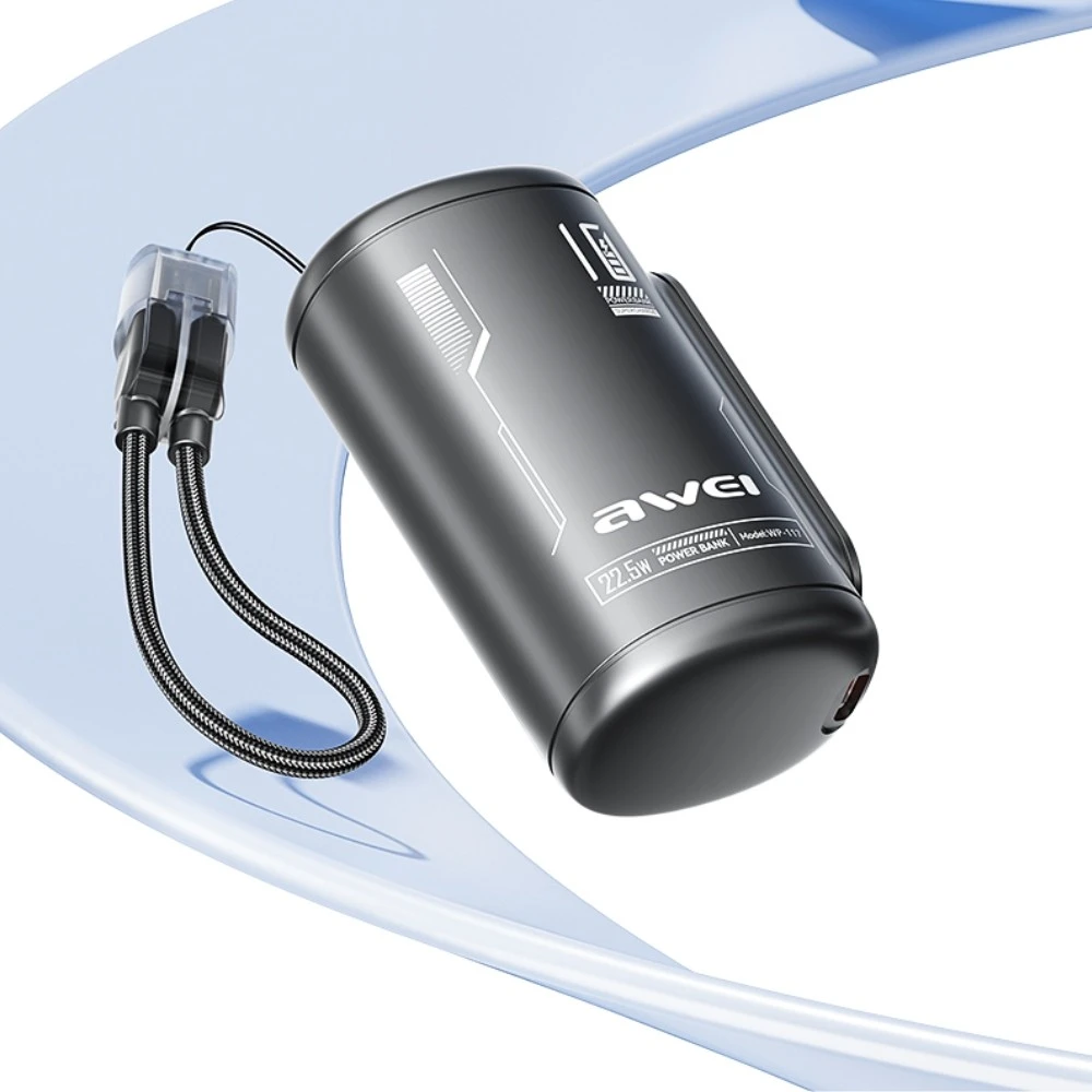 Powerbank Awei WP-117 10000mAh 22.5W 3C 2xUSB-C juodos spalvos