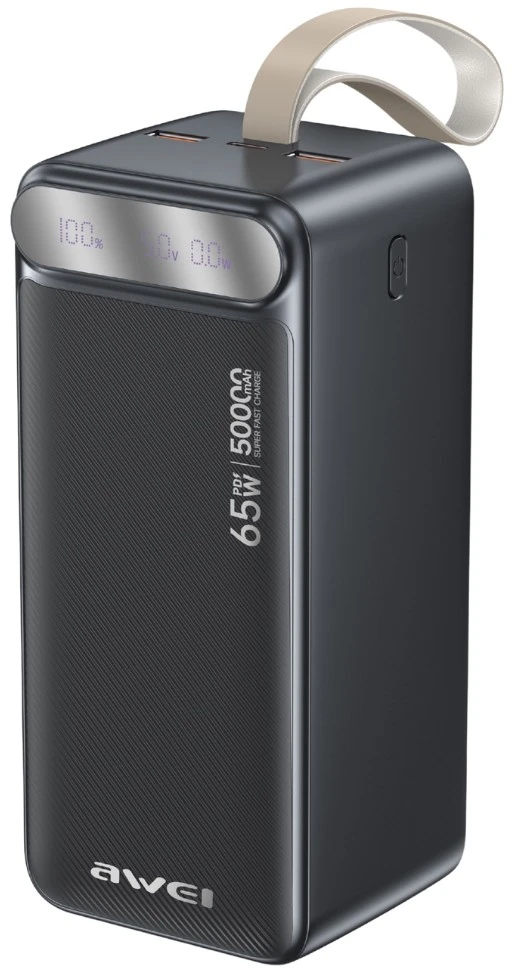 Powerbank Awei PA-81 50000mAh 65W PD 2xUSB-A/USB-C juodos spalvos