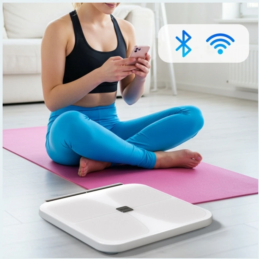 AWEI SS1 multifunkcinės kūno svarstyklės Bluetooth 5.0 500mAh baltos spalvos