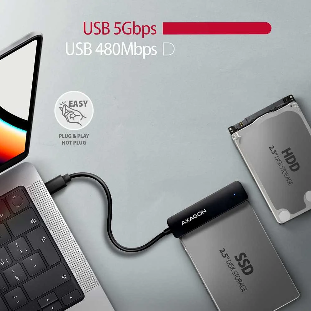 Axagon Adsa-fp2c adapter usb-c 5gbps sata 6g 2.5" hdd/ssd fastport2