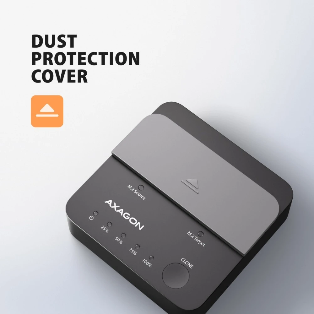 AXAGON | USB-C 20Gbps docking station for 2× M.2 NVMe SSD with disk cloning function without PC | ADSA-M2C22L