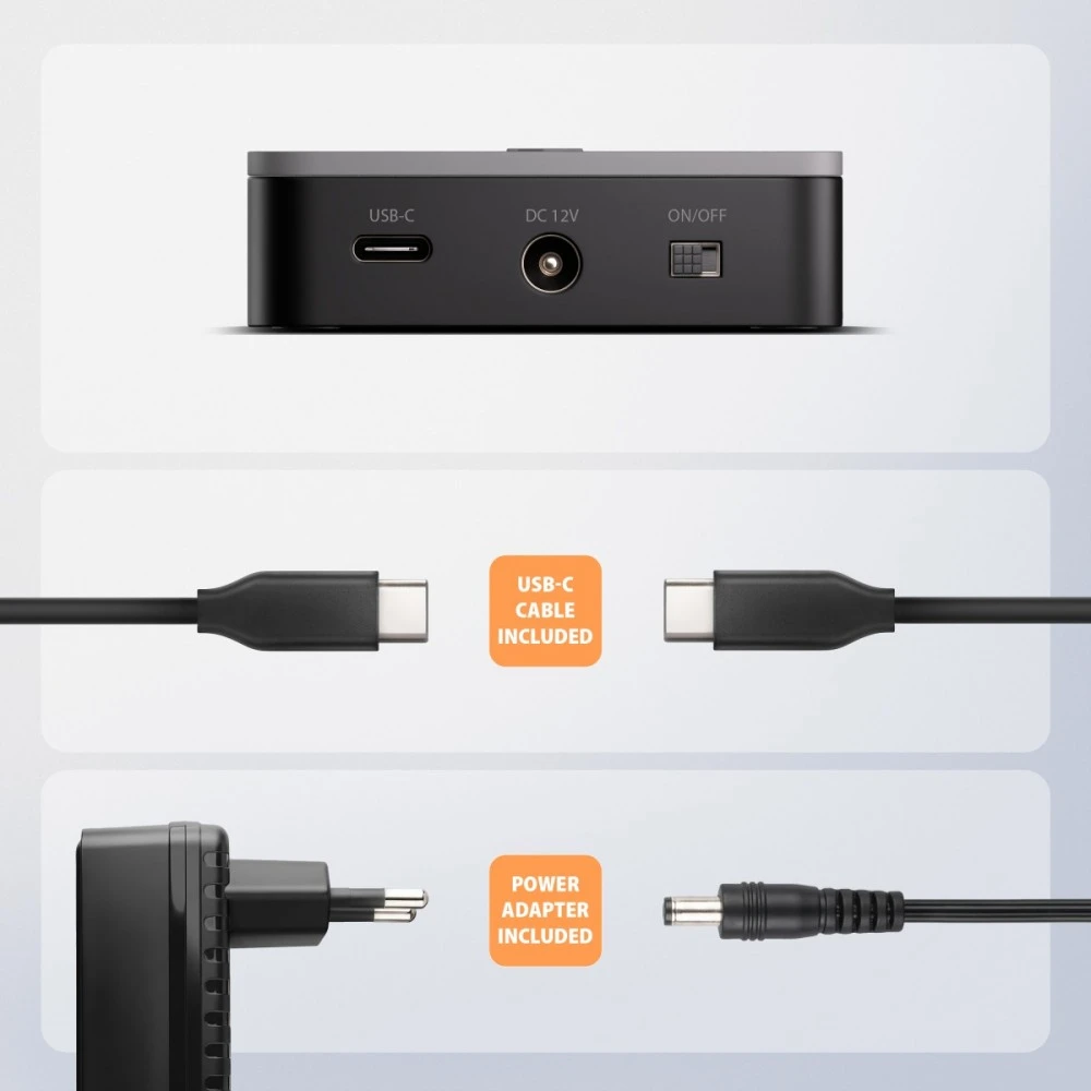AXAGON | USB-C 20Gbps docking station for 2× M.2 NVMe SSD with disk cloning function without PC | ADSA-M2C22L