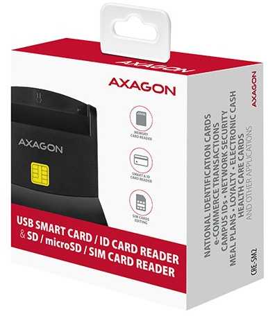 Atminties kortelė Axagon Cre-sm2 ID kortelių skaitytuvas ir sd/microsd/sim usb