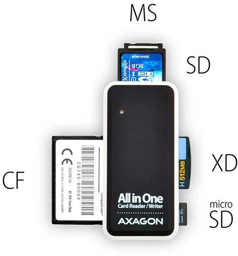 Axagon Cre-x1 mini išorinis skaitytuvas, 5 lizdų viskas viename