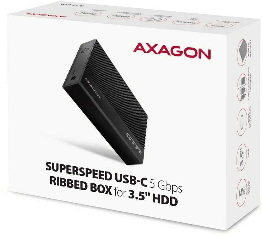Axagon EE35-GTR aliuminio išorinis korpusas USB3.2 Gen1 - SATA 6G 3.5 colio