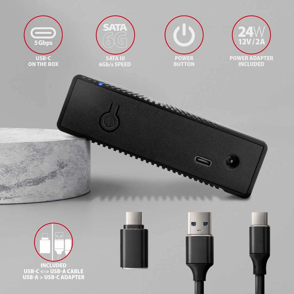 Axagon EE35-GTR aliuminio išorinis korpusas USB3.2 Gen1 - SATA 6G 3.5 colio