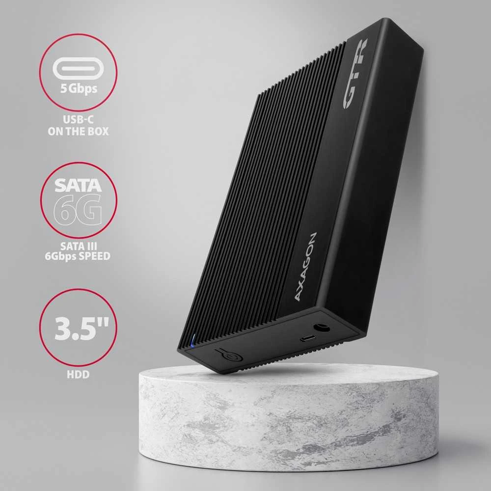 Axagon EE35-GTR aliuminio išorinis korpusas USB3.2 Gen1 - SATA 6G 3.5 colio