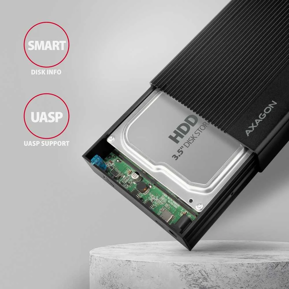 Axagon EE35-GTR aliuminio išorinis korpusas USB3.2 Gen1 - SATA 6G 3.5 colio