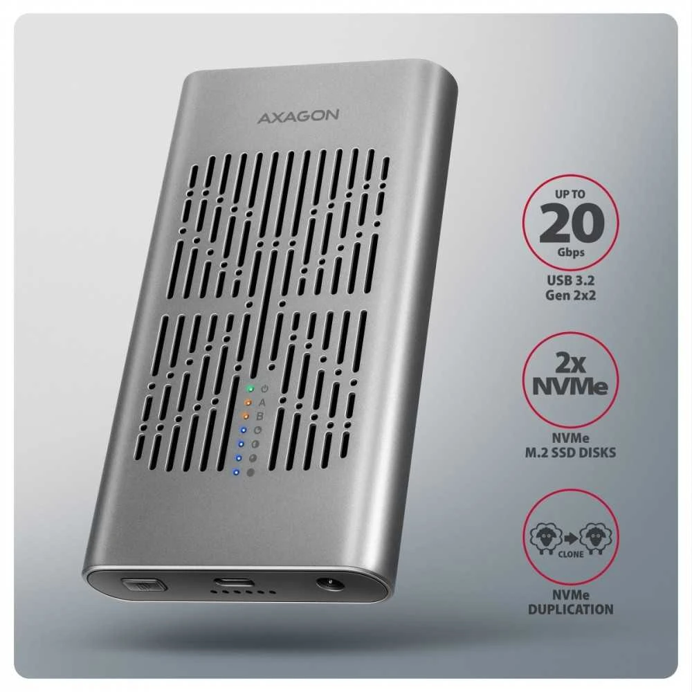 AXAGON SSD korpusas su aušinimo grotelėmis
