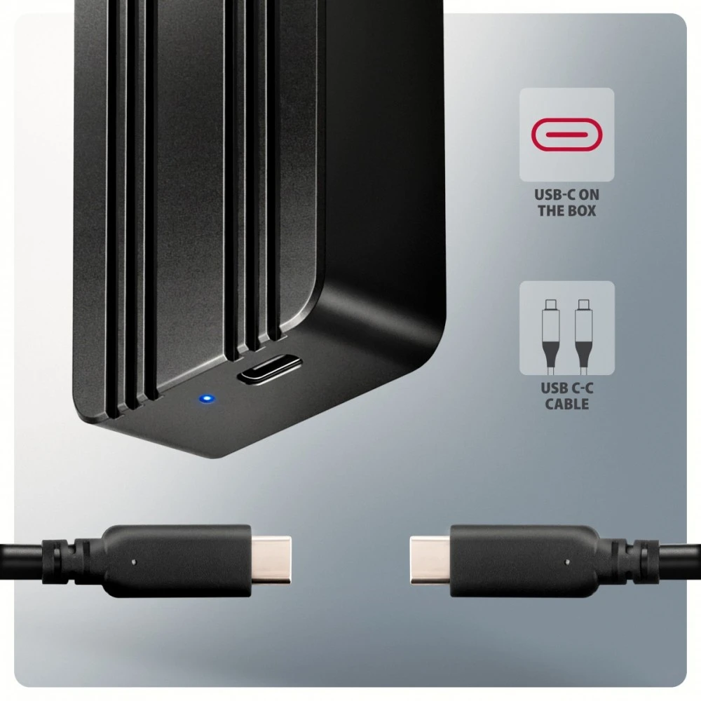 „AXAGON“ USB-C 40 Gbps išorinis korpusas, skirtas M.2 NVMe SSD | EEM2-40G