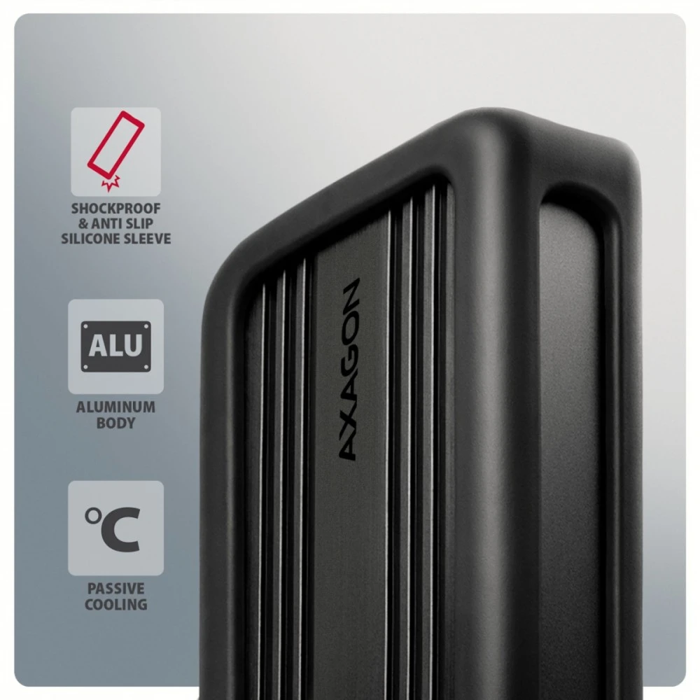 „AXAGON“ USB-C 40 Gbps išorinis korpusas, skirtas M.2 NVMe SSD | EEM2-40G