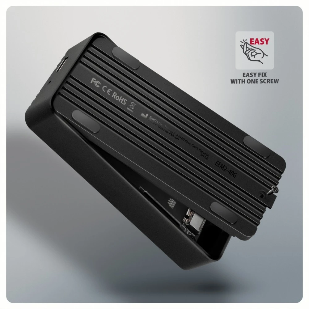 „AXAGON“ USB-C 40 Gbps išorinis korpusas, skirtas M.2 NVMe SSD | EEM2-40G