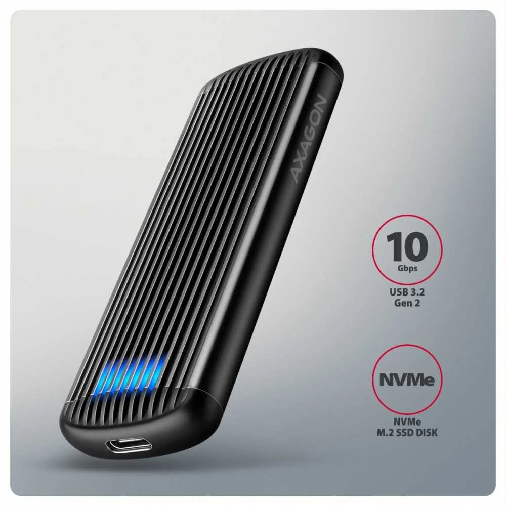 AXAGON M.2 NVMe SSD dėklas su šviečiančiu indikatoriumi