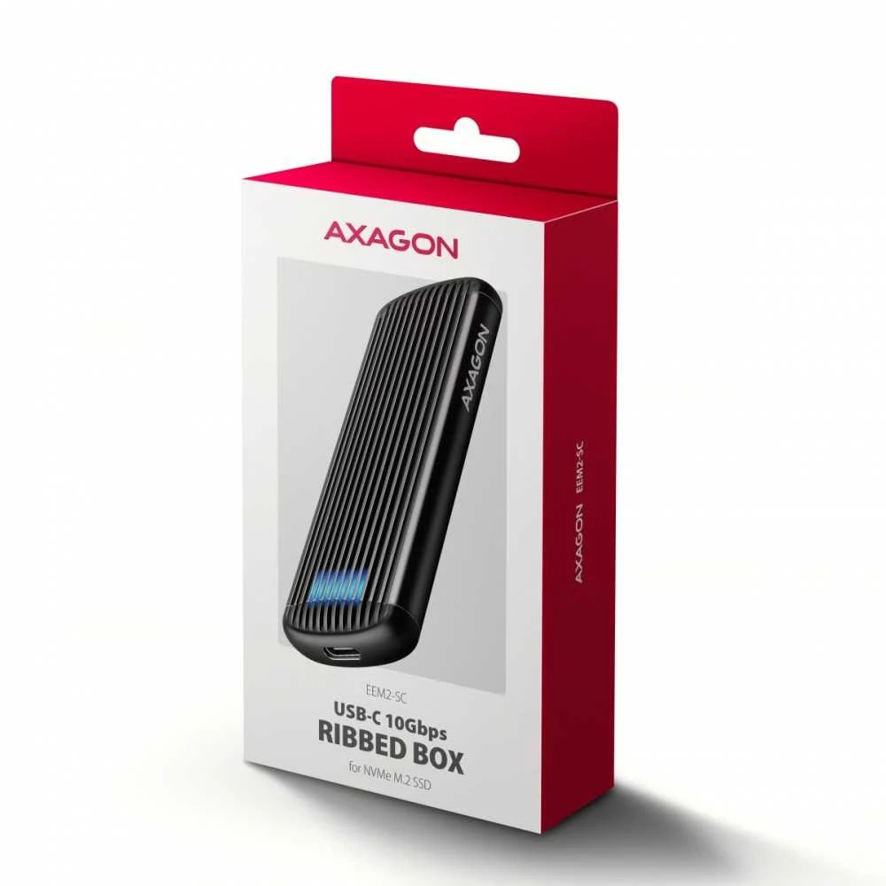 AXAGON EEM2-SC USB-C 3.2 Gen 2 - M.2 NVMe SSD 30-80mm box juodas