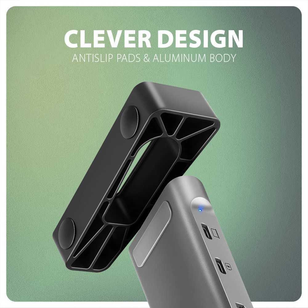 Axagon HMC-10HLS USB šakotuvas 9in1, 5Gbps, 4x USB-A, HDMI 4k/60Hz, Glan, SD/MicroSD, PD 100W, 25cm USB-C kabelis