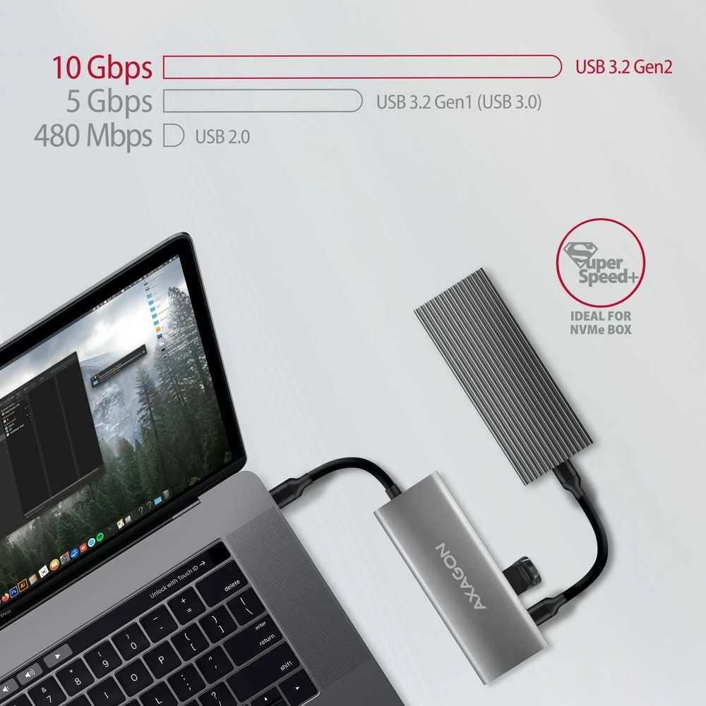 AXAGON kelių prievadų USB-C 10Gbps šakotuvas, 13 cm | HMC-5G21