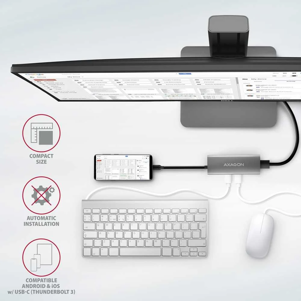 AXAGON kelių prievadų USB-C 10Gbps šakotuvas, 13 cm | HMC-5G21