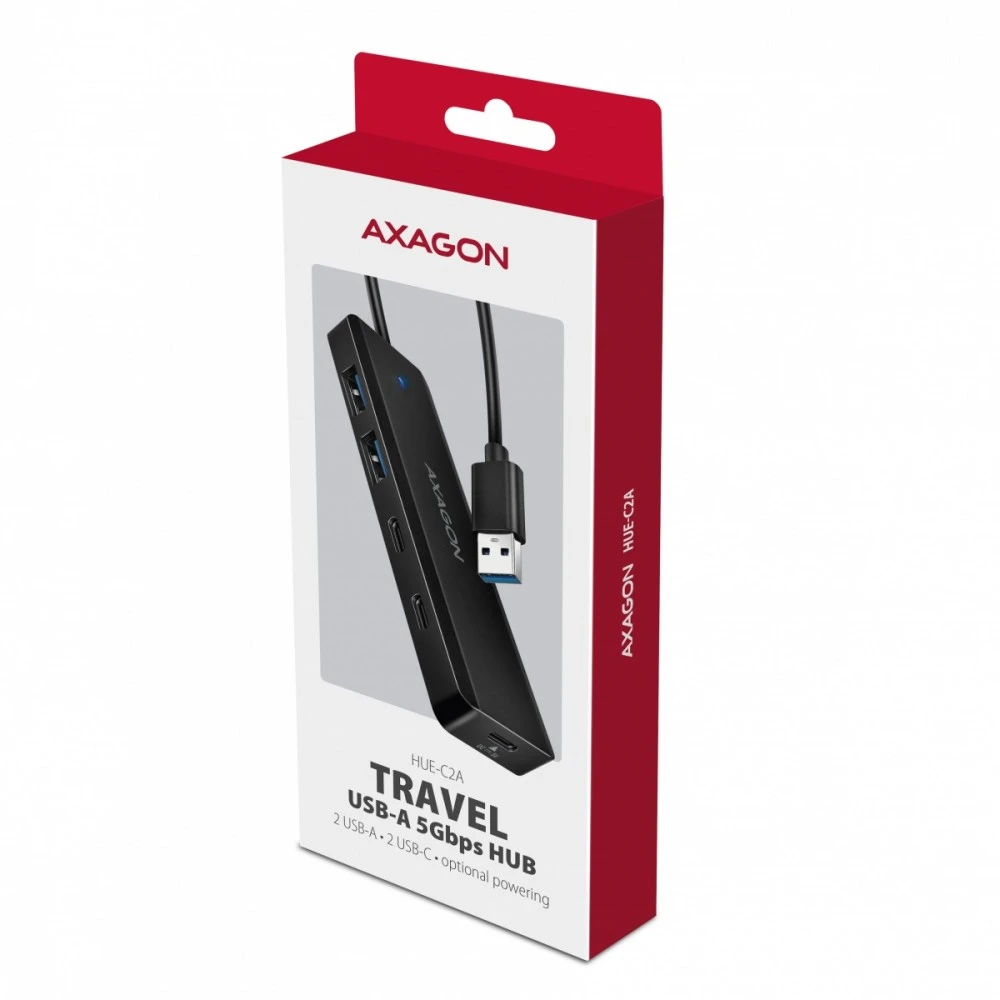 „Axagon HUE-C2C USB-C 5Gbps TRAVEL“ šakotuvas