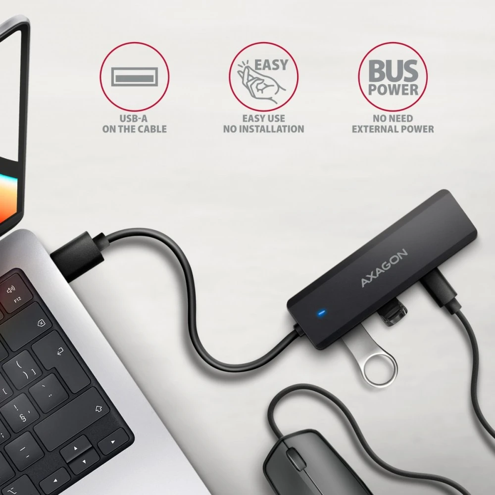 „Axagon HUE-C2C USB-C 5Gbps TRAVEL“ šakotuvas