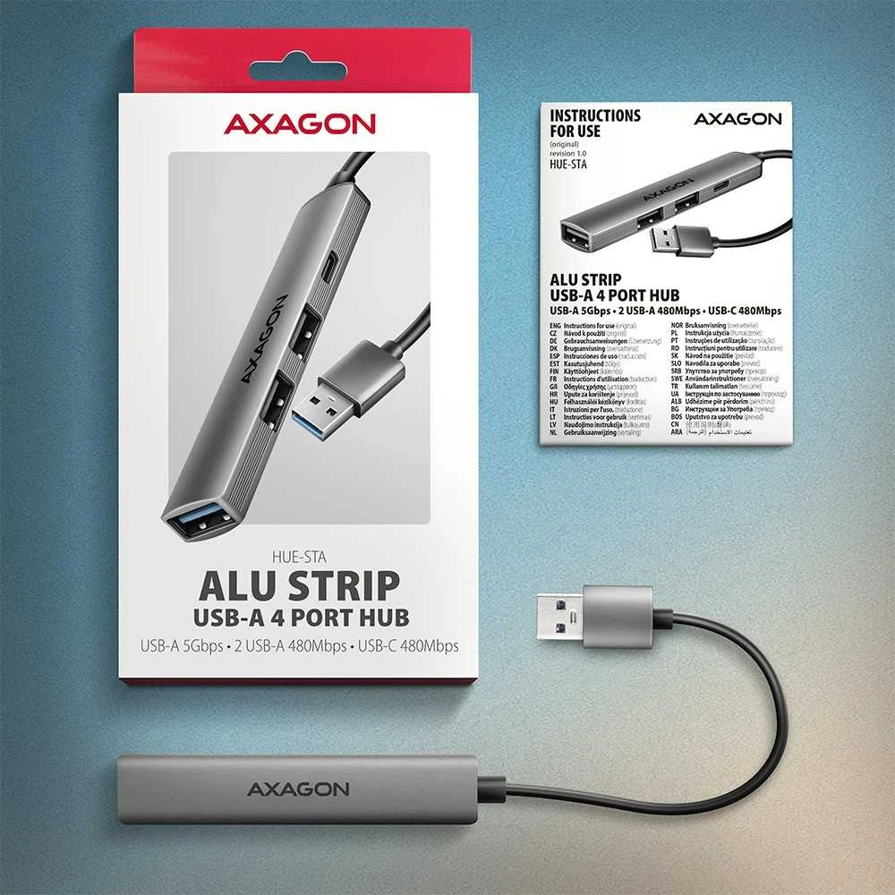 AXAGON ALU STRIP USB-A 4 prievadų šakotuvas | HUE-STA