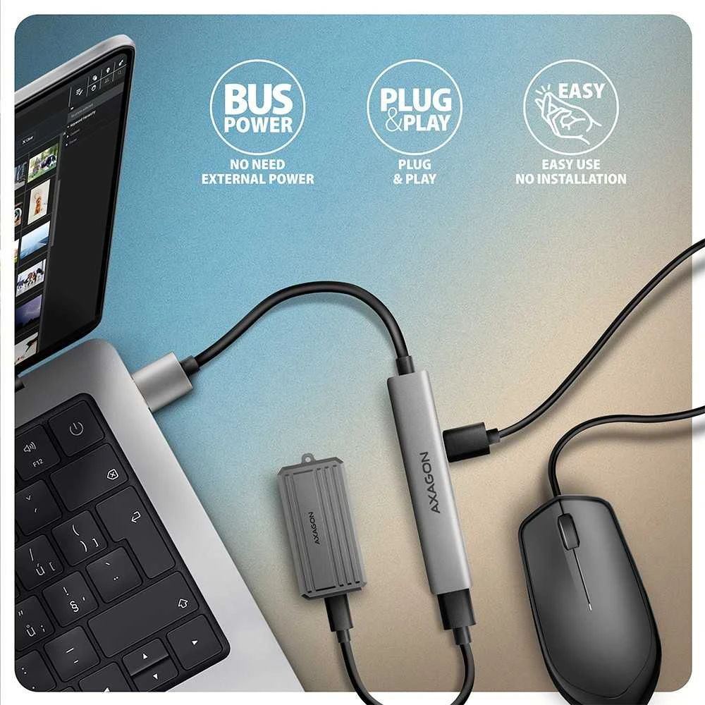 AXAGON ALU STRIP USB-A 4 prievadų šakotuvas | HUE-STA