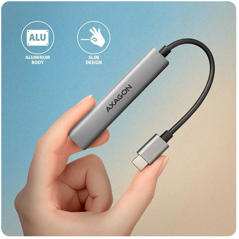 AXAGON ALU STRIP USB-C 4 prievadų šakotuvas | HUE-STC