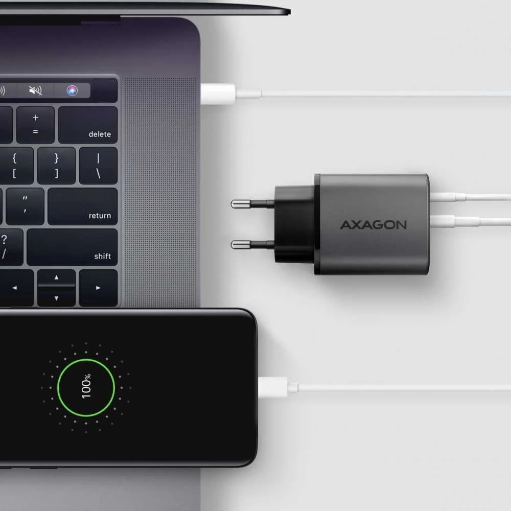 AXAGON sieninis įkroviklis 67 W, USB-A + USB-C, PD3.0/PPS/QC4+/SF | ACU-PQ67D