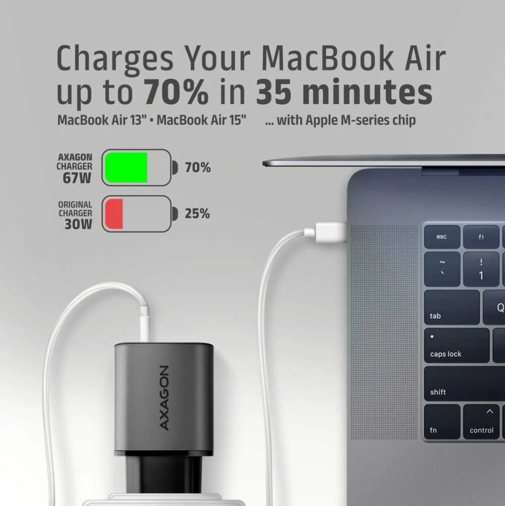 AXAGON sieninis įkroviklis 67 W, USB-A + USB-C, PD3.0/PPS/QC4+/SF | ACU-PQ67D