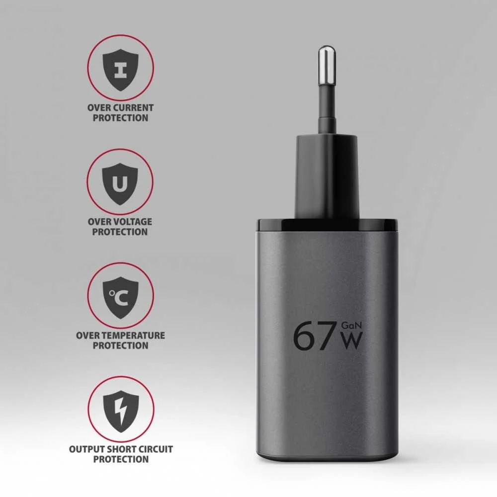 AXAGON sieninis įkroviklis 67 W, USB-A + USB-C, PD3.0/PPS/QC4+/SF | ACU-PQ67D