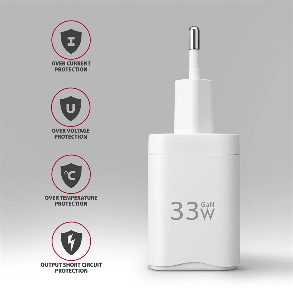AXAGON ACU-PQ33W, GaN 33 W tinklo įkroviklis, USB-A + USB-C, PD3.0/PPS/QC4+/SFC2.0/Apple, balta