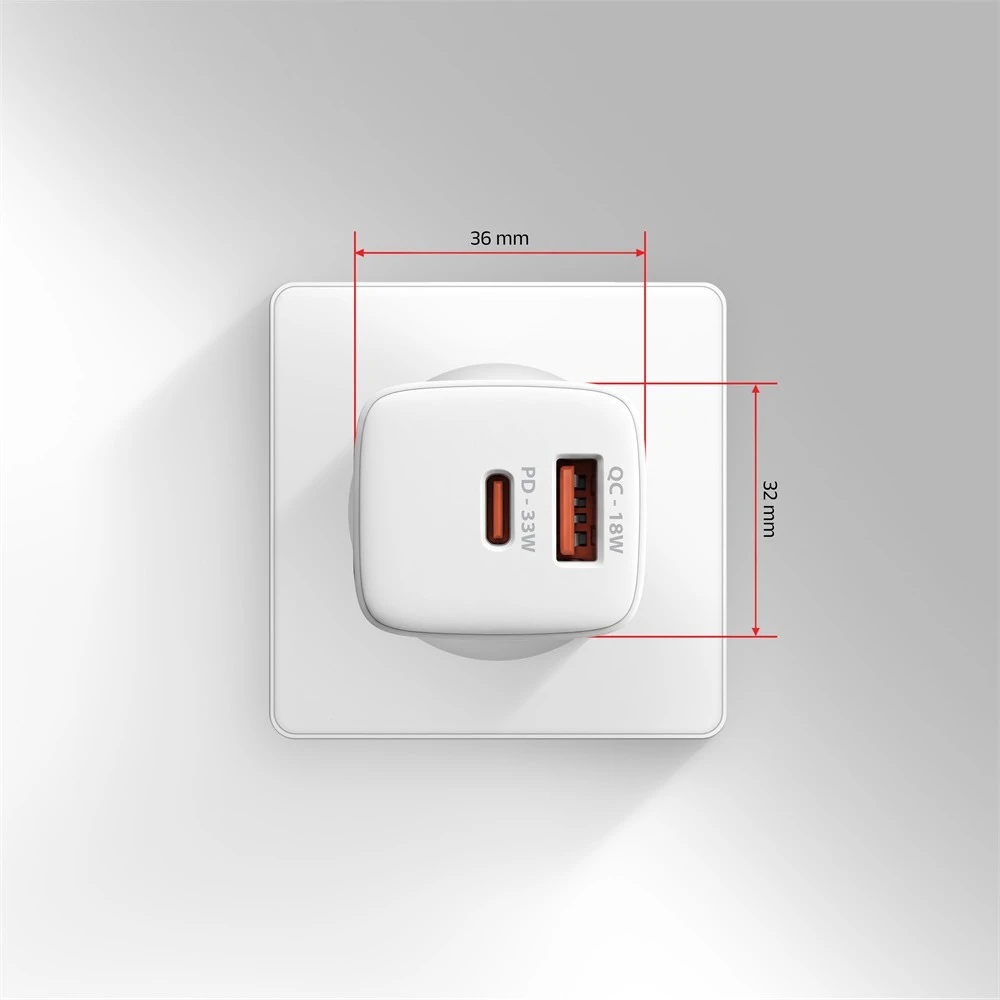 AXAGON ACU-PQ33W, GaN 33 W tinklo įkroviklis, USB-A + USB-C, PD3.0/PPS/QC4+/SFC2.0/Apple, balta