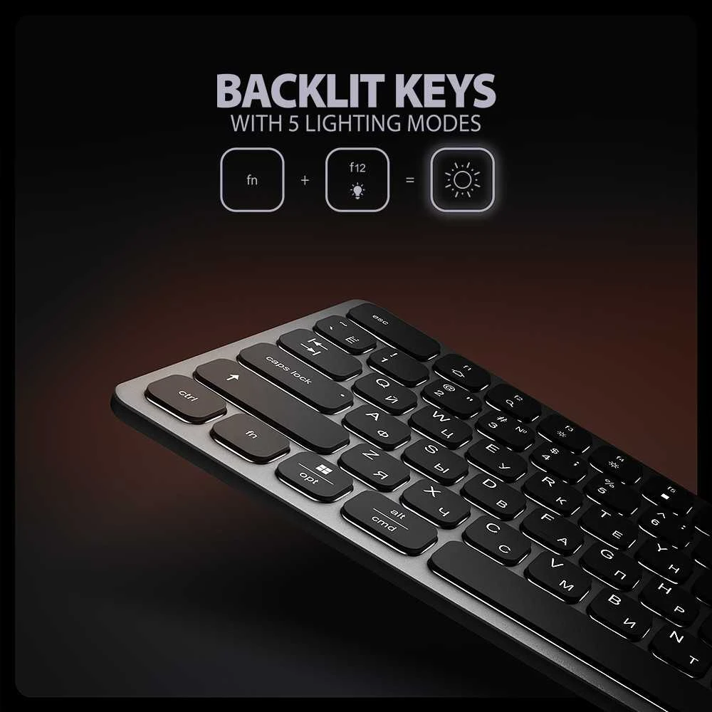 „Axagon HMC-KB-CRL USB-C 5Gbps“ klaviatūra, 9in1 šakotuvas – rusų k. HDMI, PD ir 3 USB-A jungtys. USB-C laidas, 60 cm.